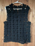 Black Flower Petal Sleeveless Top